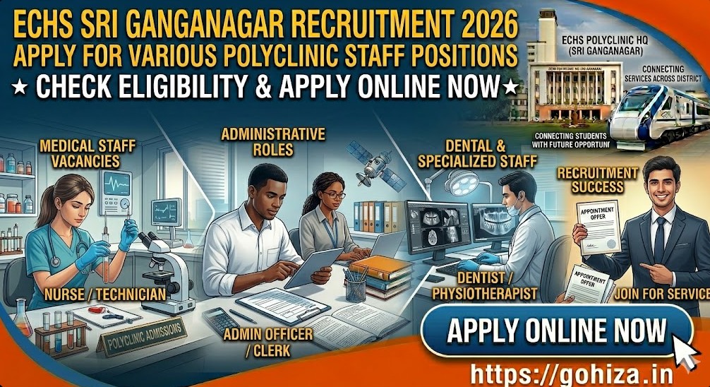 ECHS Sri Ganganagar Recruitment 2026: Apply for Various Polyclinic Staff Positions
