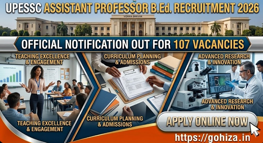 UPESSC Assistant Professor B.Ed. Recruitment 2026: Official Notification Out for 107 Vacancies